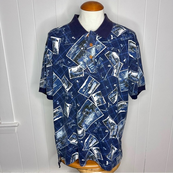 Orvis Other - Vintage Orvis Blue Photo Collage Fly Fishing Polo Shirt